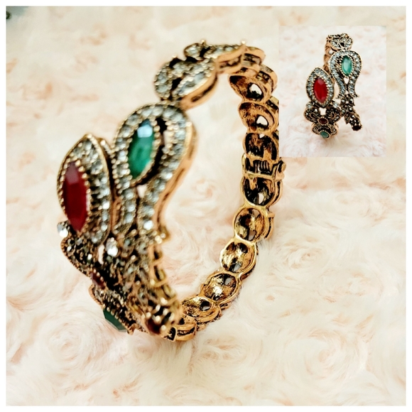Vintage Bangles/Bracelets Emeralds & Rubies - Picture 2 of 13